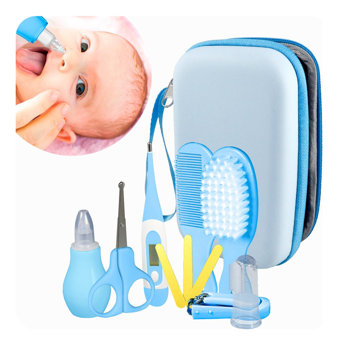 Kit de aseo para bebés, juego de 10 accesorios para el cuidado del bebé  recién nacido, kit portátil para el cuidado de los bebés con tijeras,  cepillo