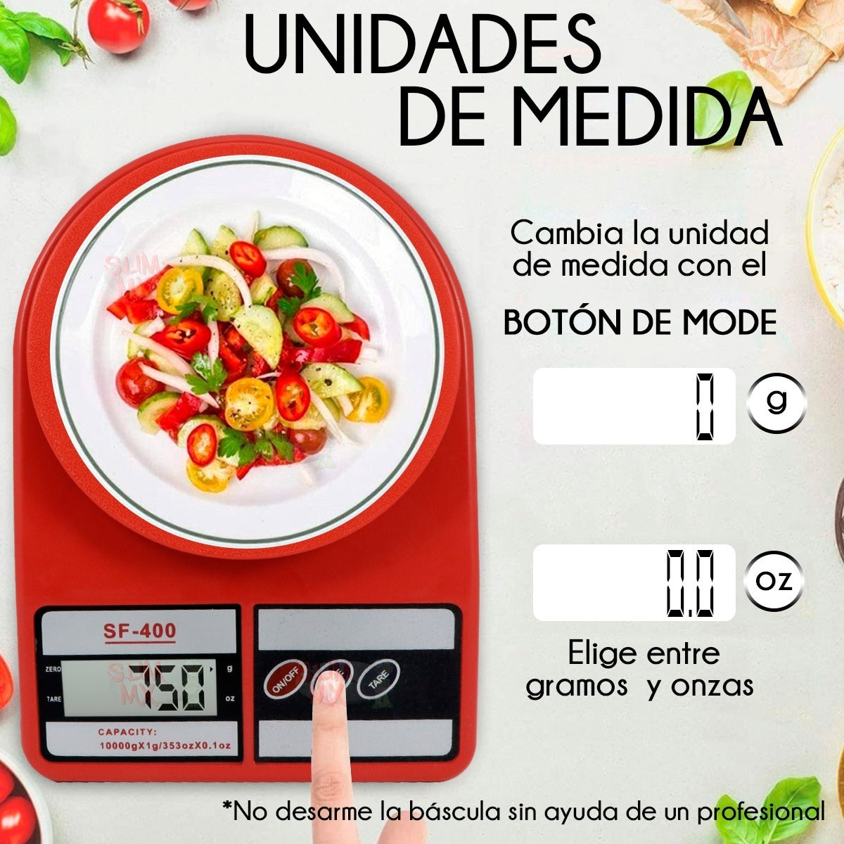 Bascula Gramera Digital Cocina Lcd Medicion 1 Gramo 10 kg Blanco